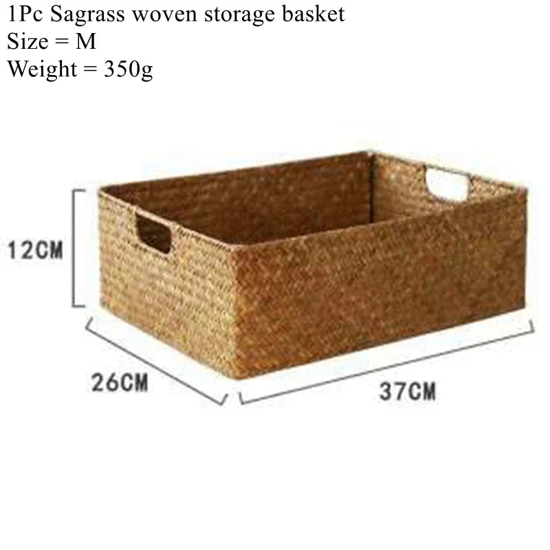paniers tissés marron clair rustiques boho chic poignées intégrées rangement multifonctionnel écologique