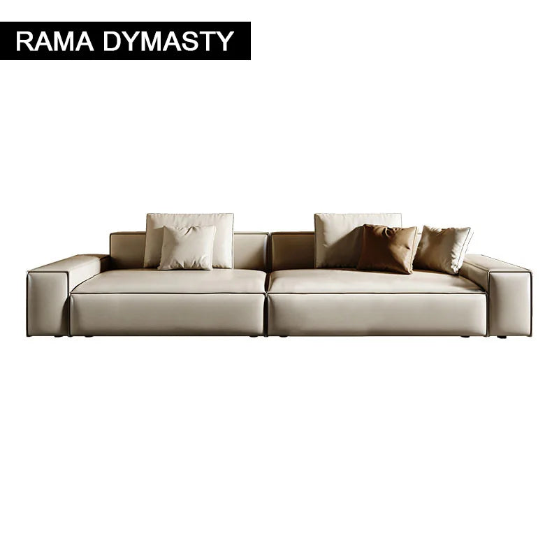 canapé moderne cuir synthétique beige places angle minimaliste coussins adhésifs