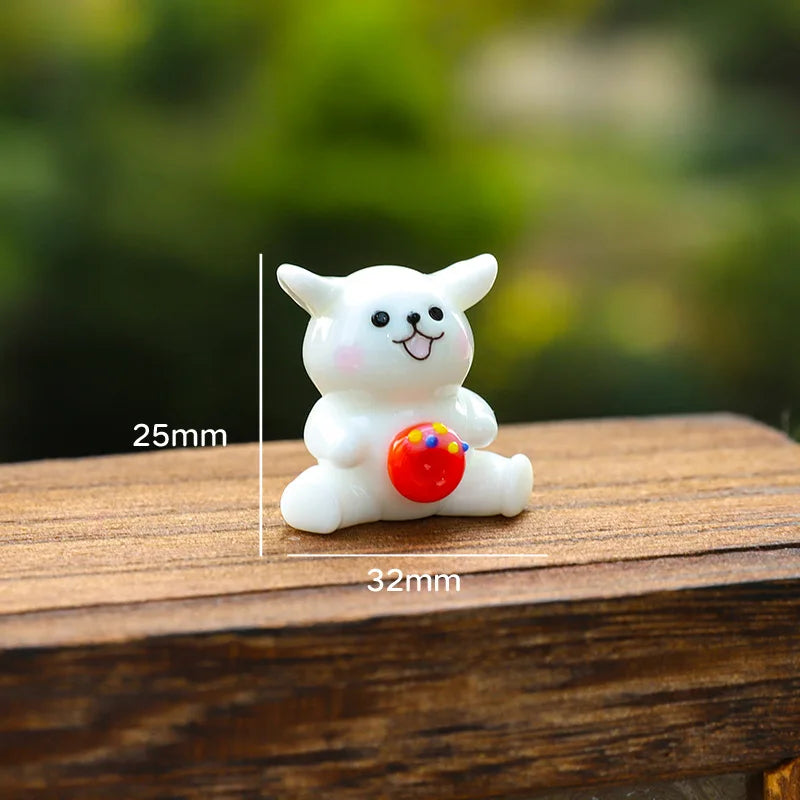 ornements animaux mignons figurines verre cartoon coeurs lunettes rubans maison jardin chambre decoration diys