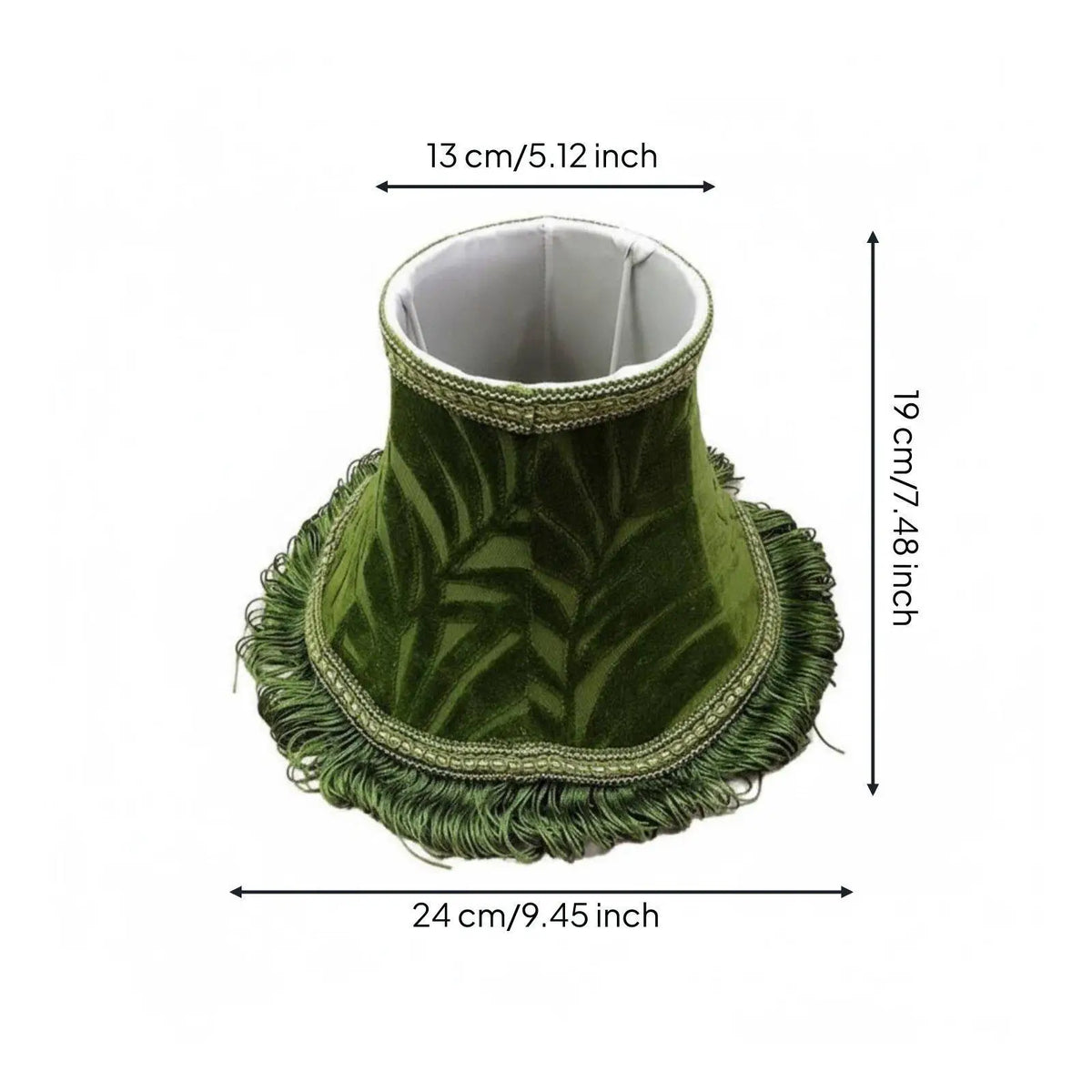 abat jour vert feuilles classique franges opacité tissu lampe décoration chambre moderne vintage