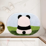 tapis bain imperméable antidérapant moderne polyester pelucheux panda rose clair vert bleuclair enfantin