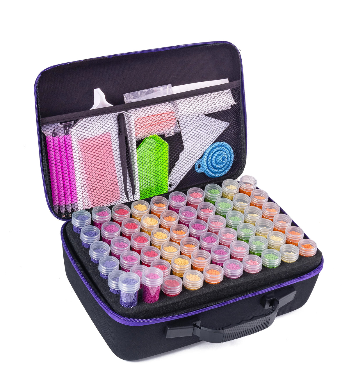 kit creation artisanale noir violet texture mat pratique portable poignée pinceaux fouille pliable
