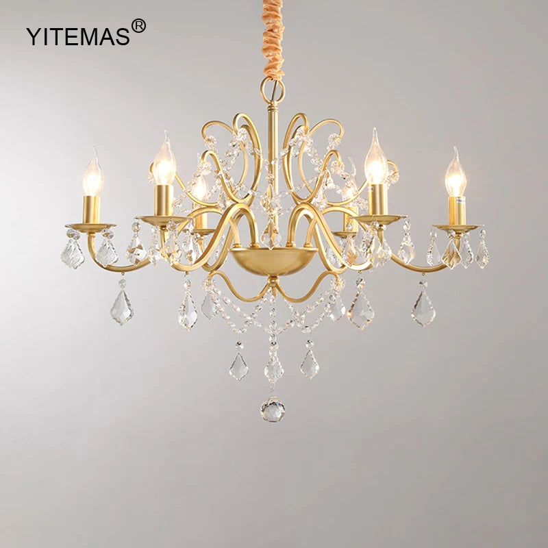 lustre doré cristal floral suspension classique chambre salon