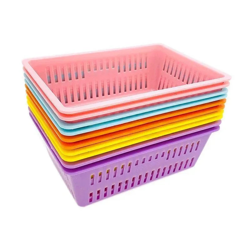 lot 10 petits paniers rangement plastique maille maison