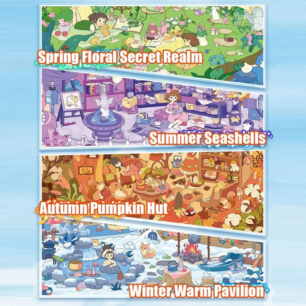 autocollants 3d diy scènes saisonnières printemps été automne hiver illustrées cartes scènes stickers