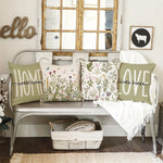housse coussin polyester motif floral fleurs papillons decoration maison lit moderne rustique
