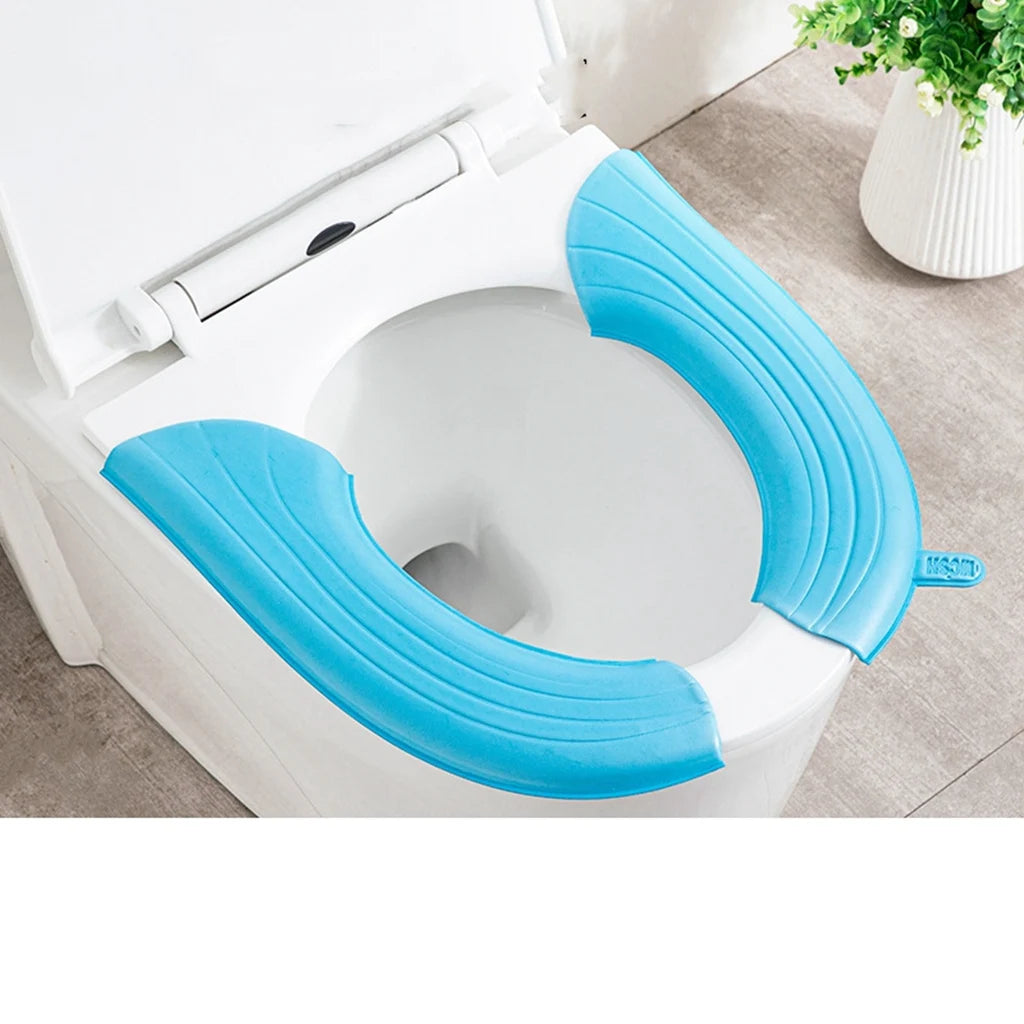 siège toilette pliable tapis lavable coussin doux moderne vert clair rayures horizontales clips salle