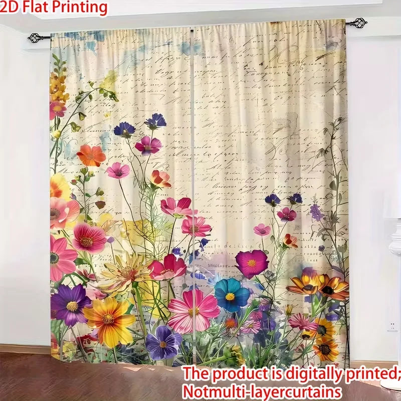 rideau imprimé fleurs colorées moderne polyester 24x59in 30x65in 41x91in 51x83in chambre salon