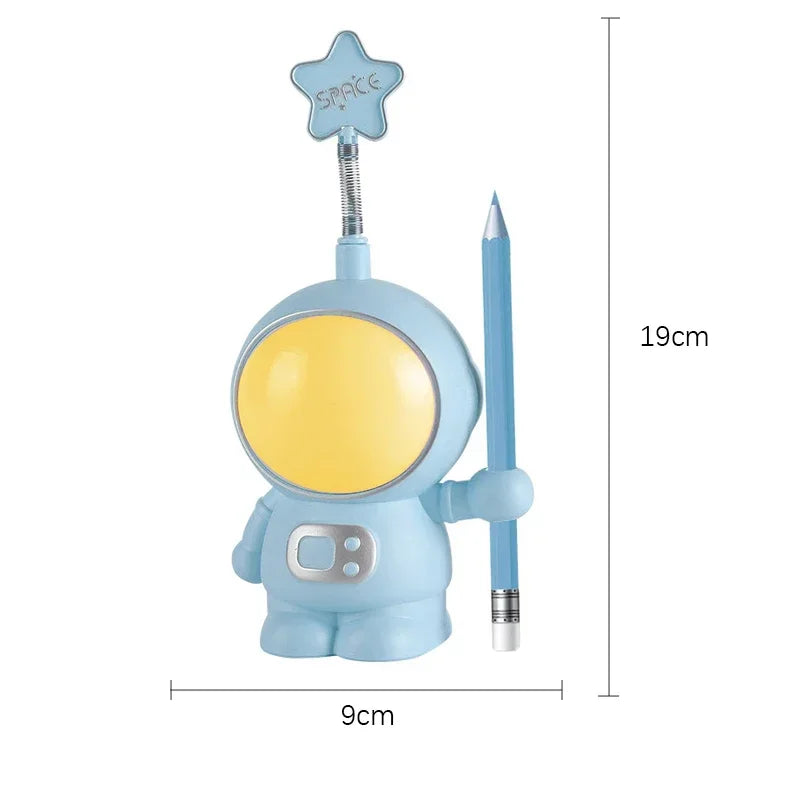 lampe astronaute enfantine rotative étoile tête translucide spatial crayon recharge usb