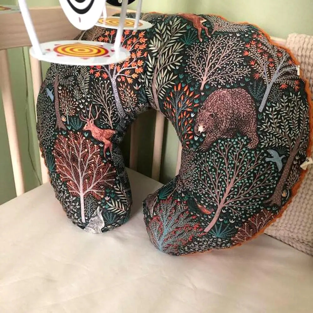 coussin allaitement forme polyester coton motif floral moderne orange opacité fixations voyage bébés