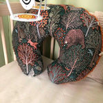 coussin allaitement forme polyester coton motif floral moderne orange opacité fixations voyage bébés