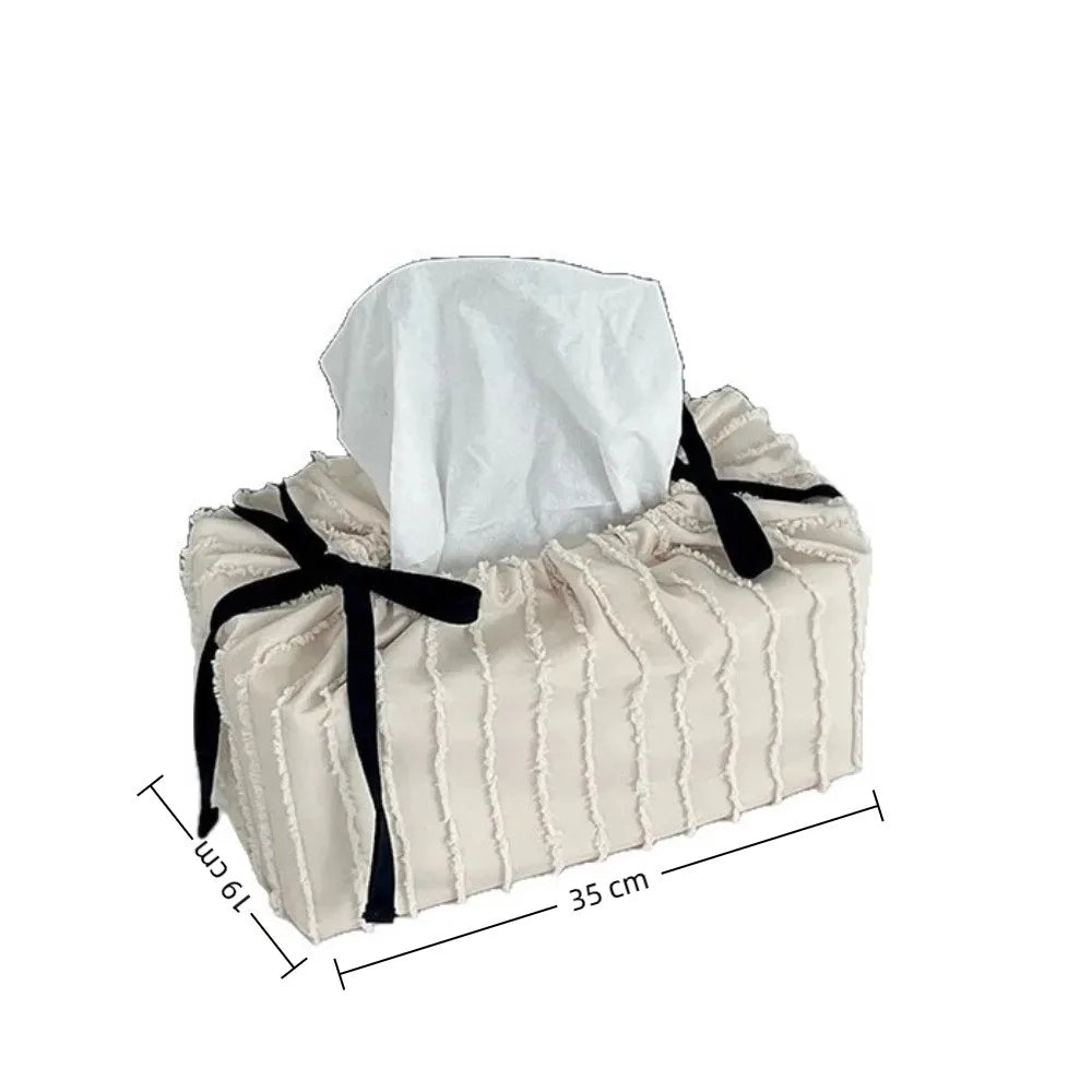 boîte mouchoirs moderne rayées noir blanc marron élégante ruban réglable