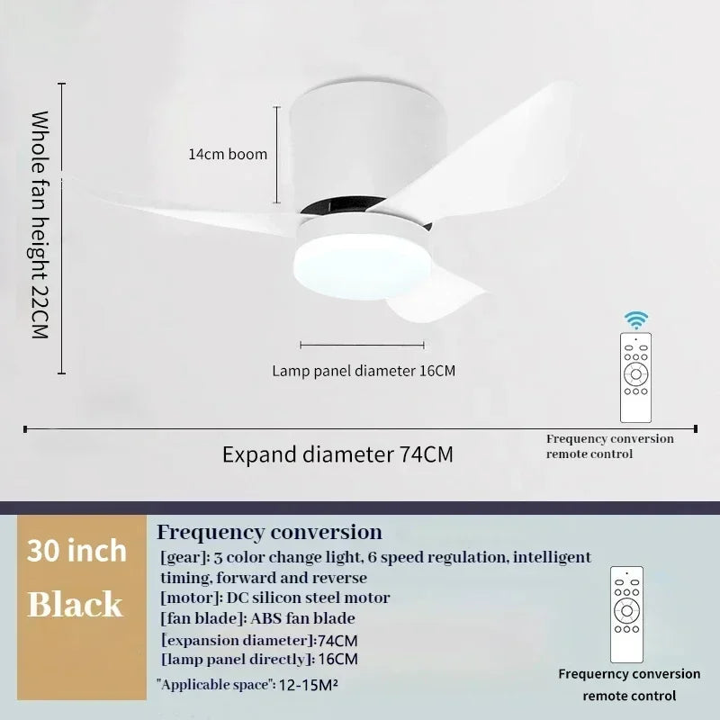 ventilateur moderne éclairage led télécommande pales incurvées minimaliste