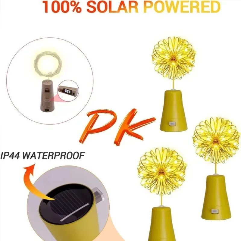 décoration extérieure solaire moderne jaune doré fleurs spirales base câble flexible sensoriel adhésif