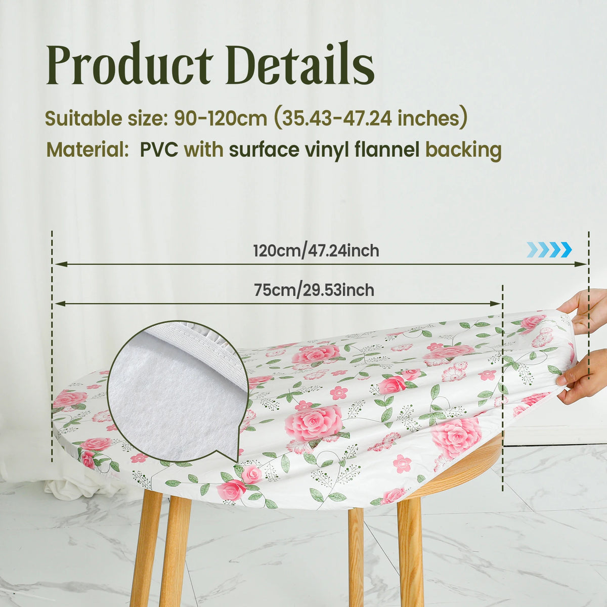 nappe table classique fleur imprimée imperméable l'huile blanc rose vert beige