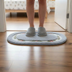 tapis ovale fleurs roses classique antidérapant épais vert rouge bleu clair beige