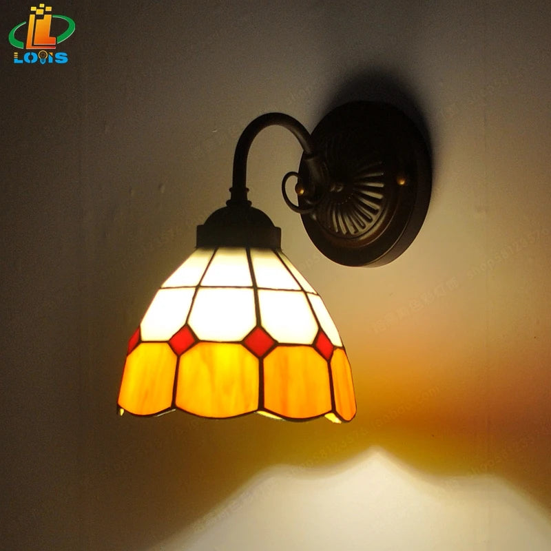lampe murale tiffany géométrique marron jaune blanc rouge éclairage quotidien chambre cuisine 220v 110v