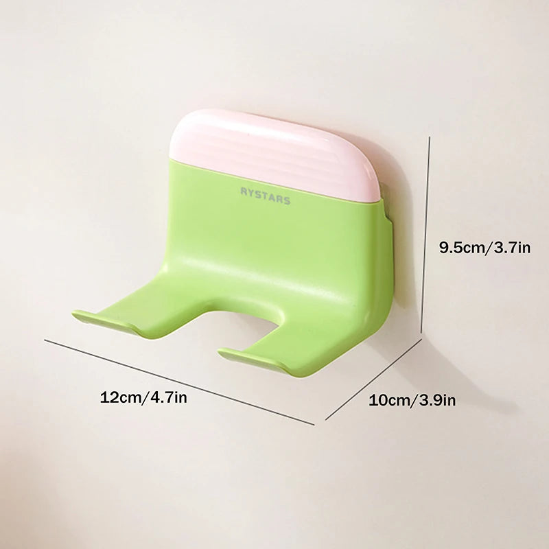 organisateur sèche cheveux support mural adhésif moderne rose vert jaune blanc mat opaques deux