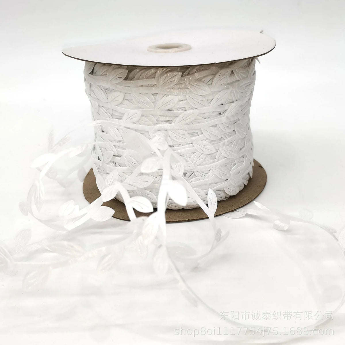 ruban décoratif dentelle feuilles polyester blanc rose doré mariage fête bricolage accessoire maison