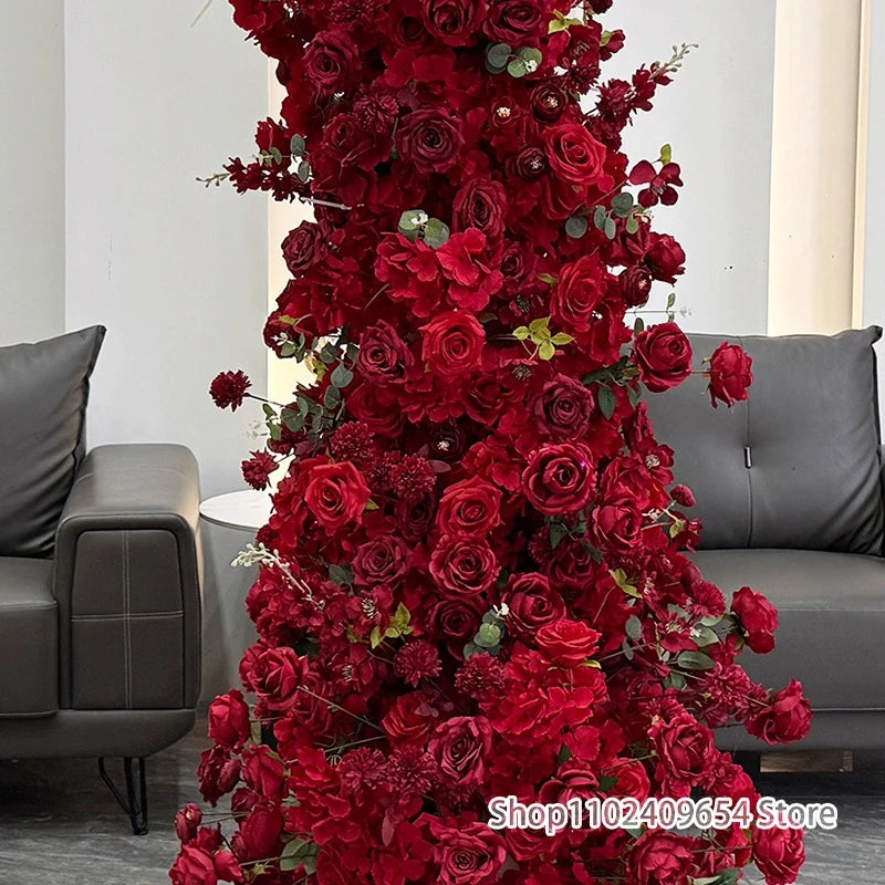 Décoration murale arche fleurs artificielles rouge moderne mariage anniversaire événementiauxextérieur