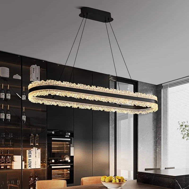 suspension lumineuse moderne cristaux dorés translucide noir pendentif chaines 110cm 40cm 60cm 80cm