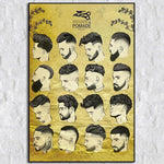 affiche coiffure homme illustrations barber shop noir blanc toile artistique horizontal sans cadre