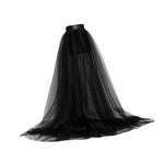jupe tulle longue femme blanc noir élégante décontractée dentelle transparente soirée cosplay