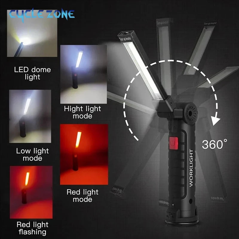 lampe torche rechargeable led étanche modes lumineux variateurs usb portable travail camping