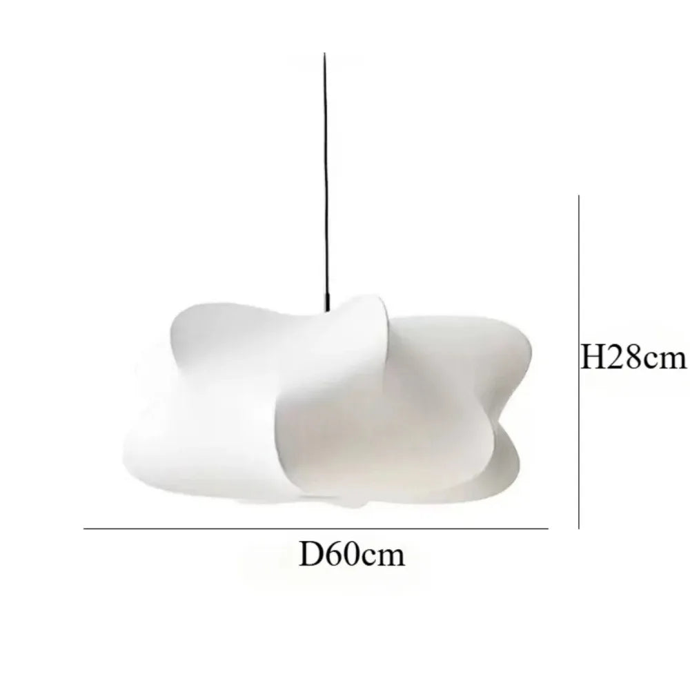 lampe suspendue moderne soie blanche beige forme organique câble noir chambre salon