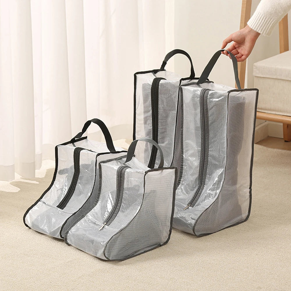 sac chaussures portable beige marron motif géométrique transparent poignées détachables moderne pratique