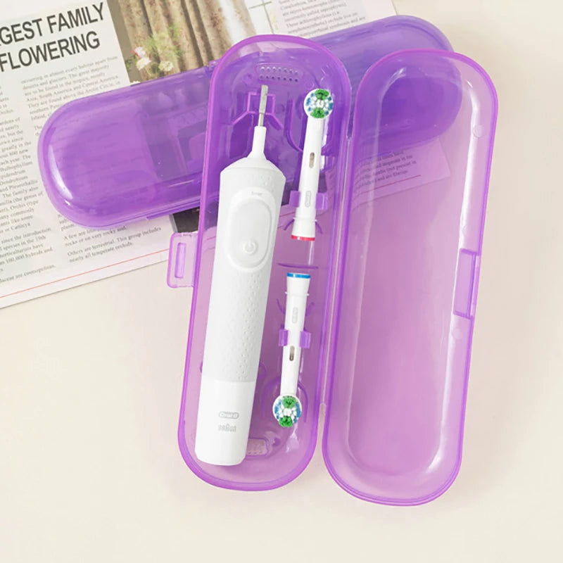 étui rangement brosse dents électrique blanc violet moderne portable pratique
