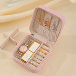 boîte bijoux velours beige portable moderne zippée rose blanche verte