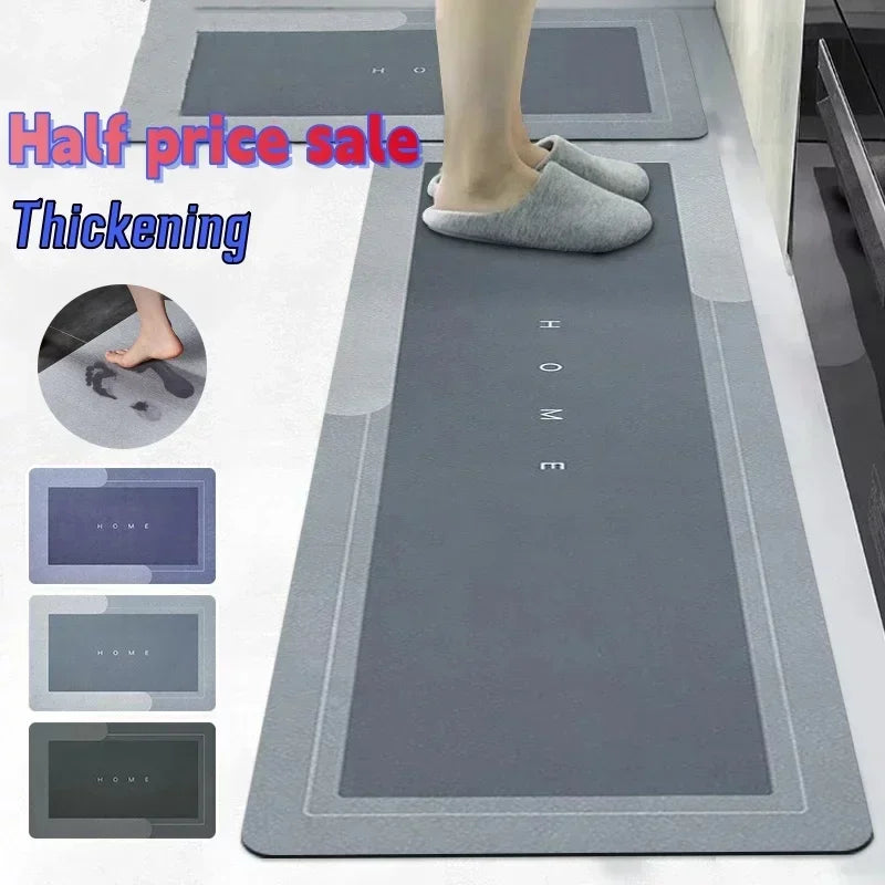 tapis sol cuisine absorbant antidérapant diatomée tissu texture moderne gris large banderollable
