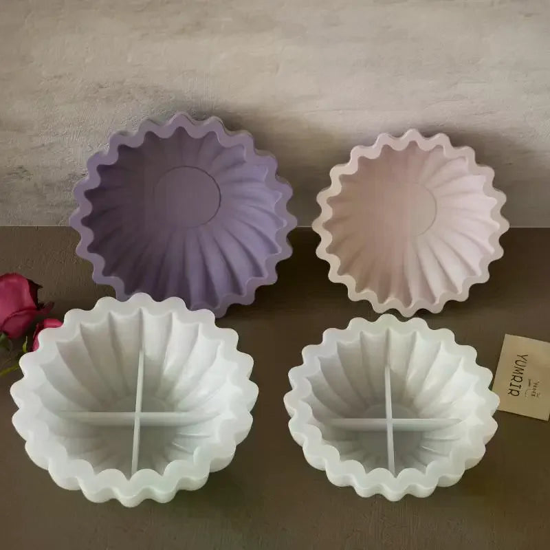 récipient silicone coquillage fleur vase support bougie plante décoration moderne ondulé motifs rayonnants