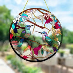 décoration extérieure oiseau verre soufflé art deco multicolore cordelette fleurs transparent