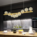 suspension lumineuse moderne boules translucides or blanc cuisine salon chambre