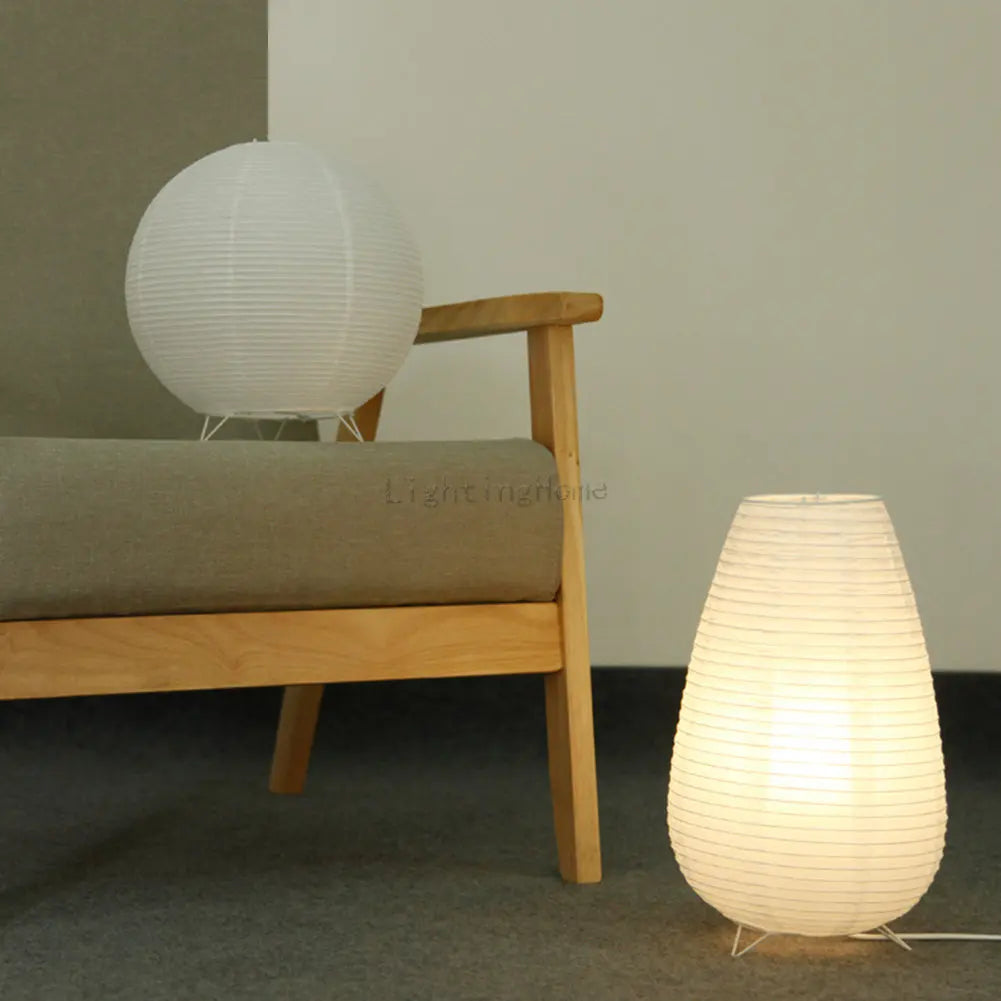 lampe table led papier blanc rayures horizontales moderne chambre coucher