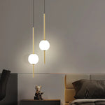 Suspension lumineuse moderne or blanc sphères translucides tiges métalliques minimaliste chambre salon