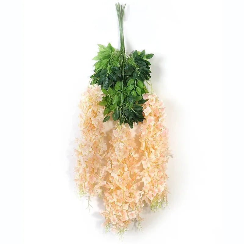 guirlandes artificielles décoration extérieure mariage blanc vert fleurs feuilles romantique jardin accrochéesextérieur festive