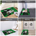 tapis sol antidérapant one piece zoro épées croisées moderne vert noir blanc