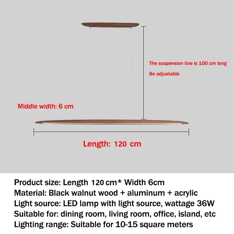 lampe suspendue bois marron clair moderne 120cm 150cm 180cm 200cm certification ul vde ccc