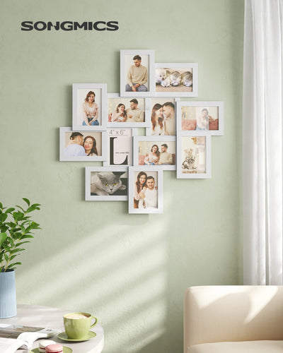 Pêle-mêle mural blanc pour 12 photos 10x15 cm Ombre Interieur