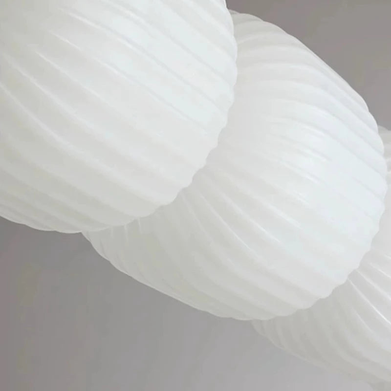 Suspension lumineuse moderne verre blanc opacité rayures horizontales led salon chambre