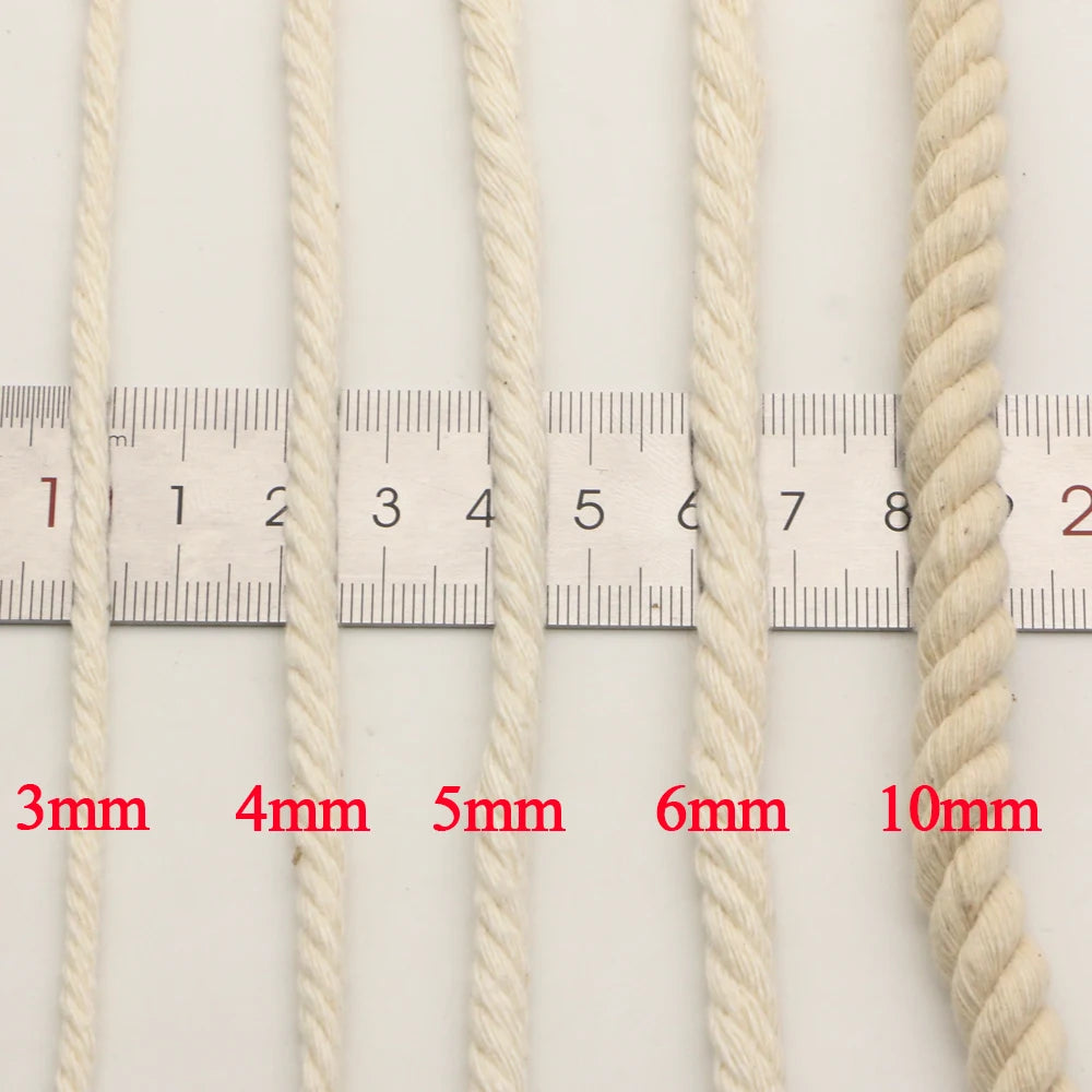 corde coton torsadée 3mm 4mm 5mm 6mm 10mm rustique sac vêtement textile maison