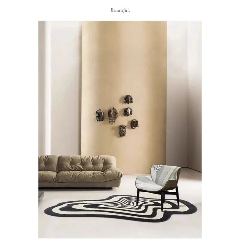 tapis noir blanc rayures moderne salon salle bain imperméable anti dérapant polyester daimwashable