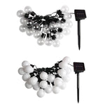 guirlande lumineuse solaire moderne 10m 38 ampoules blanc noir boules sphériques translucentes festive extérieure