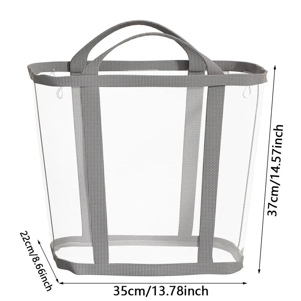 panier linge pliable rose clair maille transparente poignées amovibles moderne réutilisable polyester grande capacité