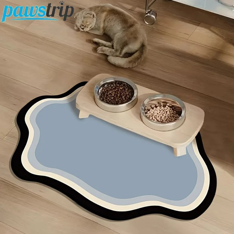 tapis alimentation animaux compagnie bleu violet vert petit chien moderne minimaliste boue diatomées deux