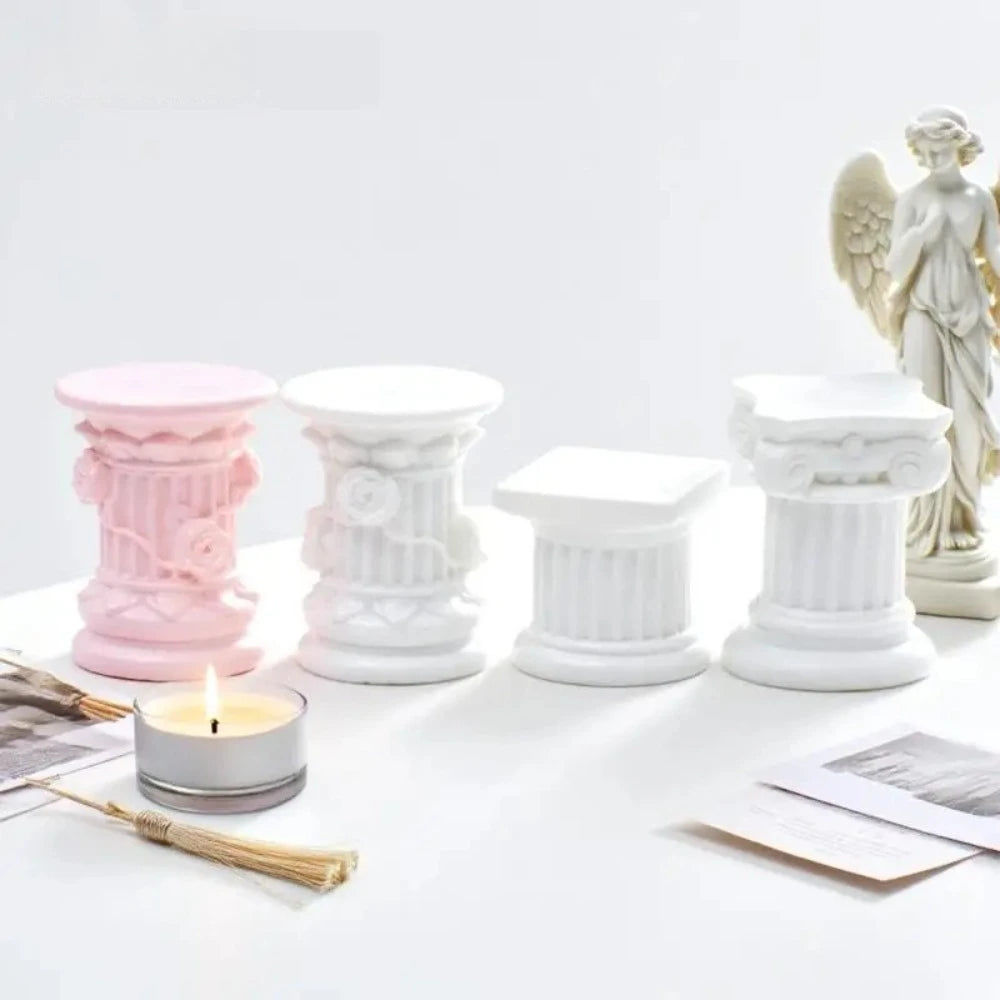 Support bougie classique décorations florales blanc rose ornement étagère salle manger