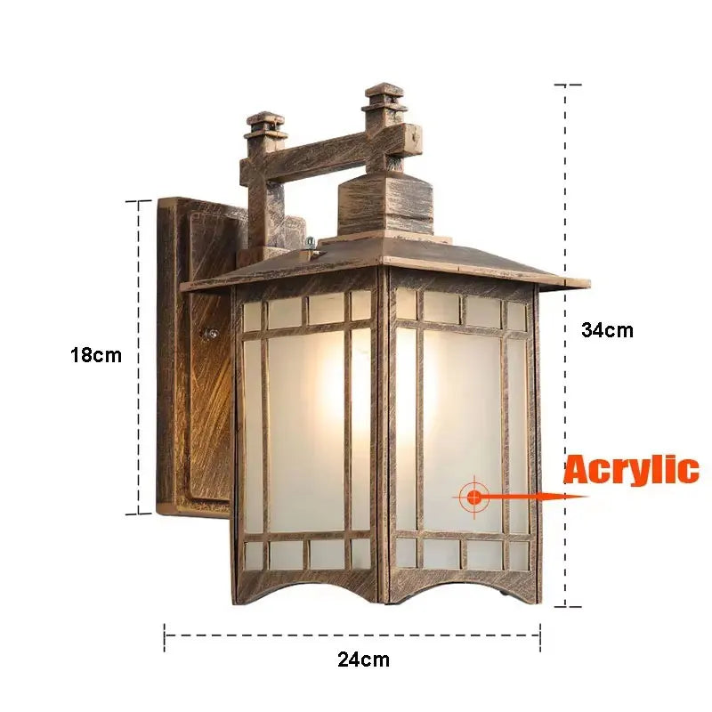 lampe murale noir beige grille fenêtre finition métallique classique rustique ampoule E27 LED IP65